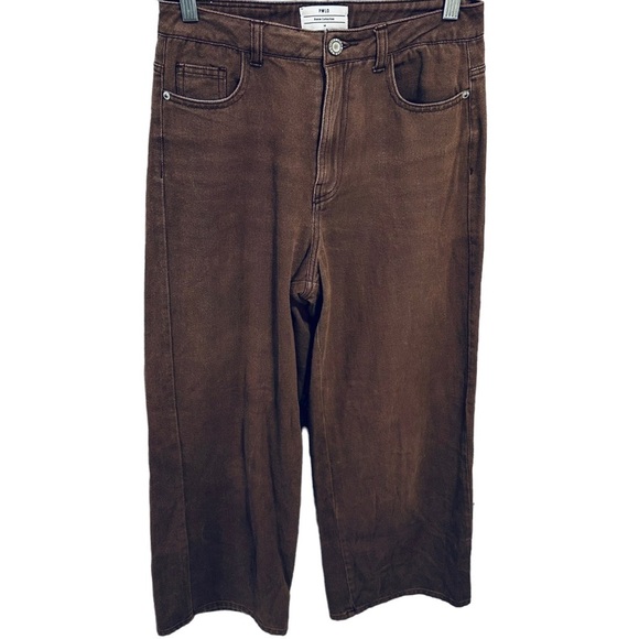 PMLO Pomelo Wide Leg Brown Lightweight Denim Jeans Medium Brown - Picture 8 of 8